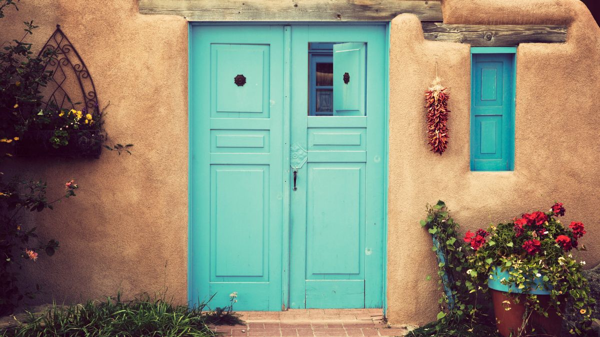 Turquoise door in New Mexico