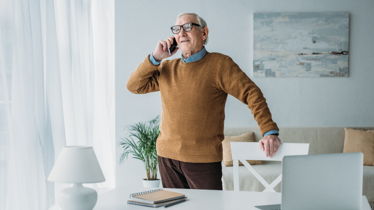 elderly man on phone