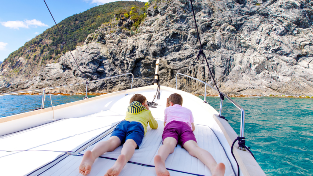 kids on boat