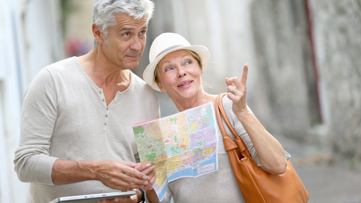 old couple traveling