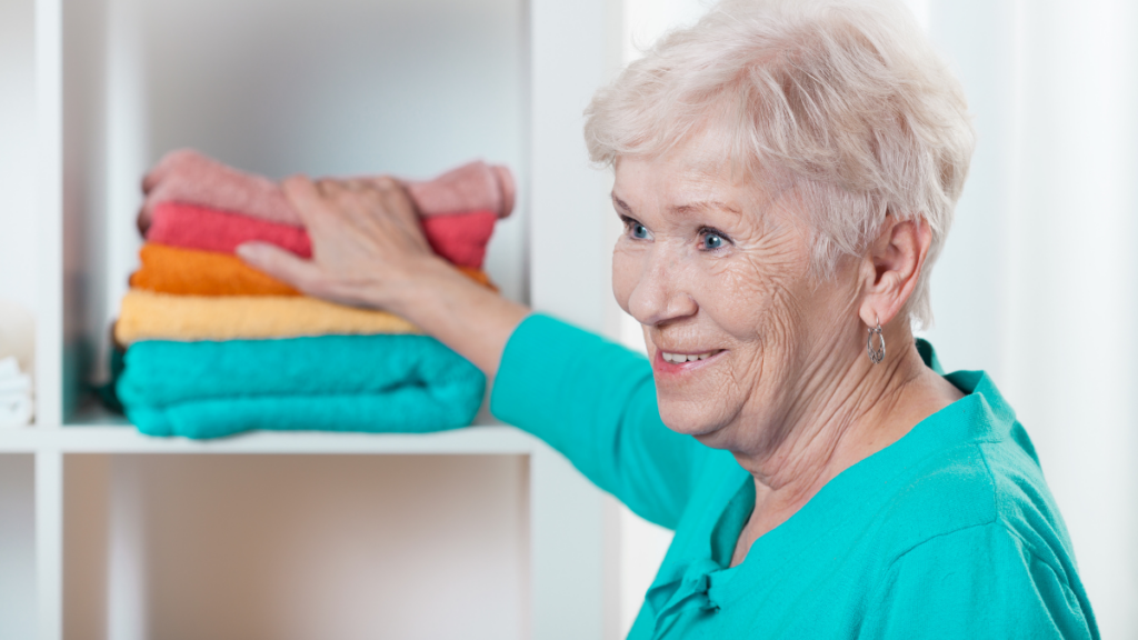 older woman in closet