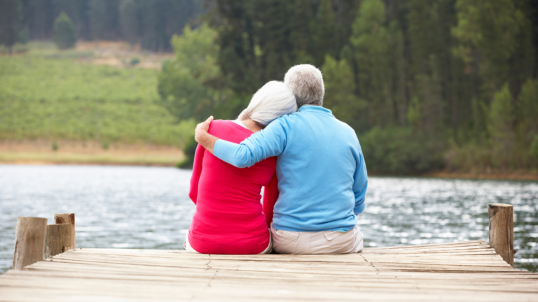 retired couple on a dock