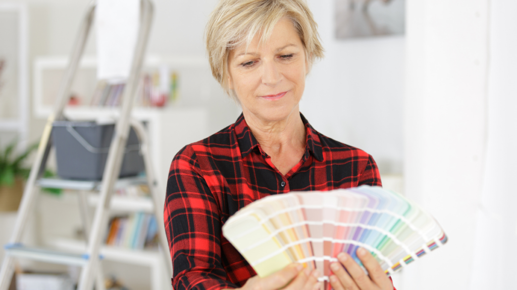woman picking out paints