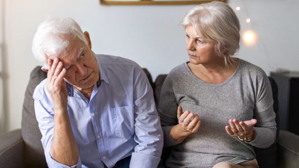 Unhappy older couple