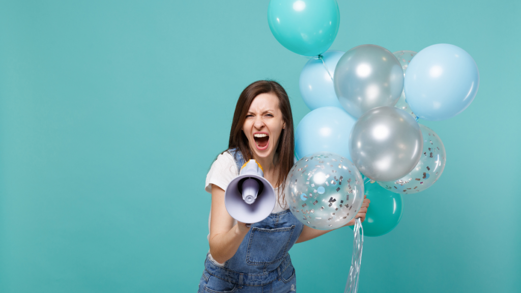 Woman Angry Balloons