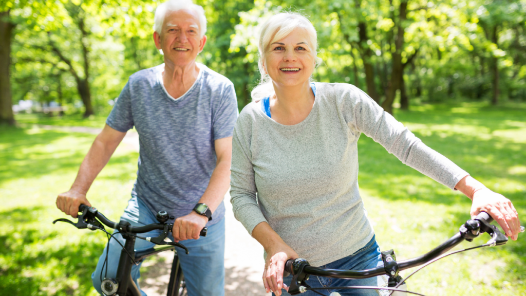 couple riding bikes