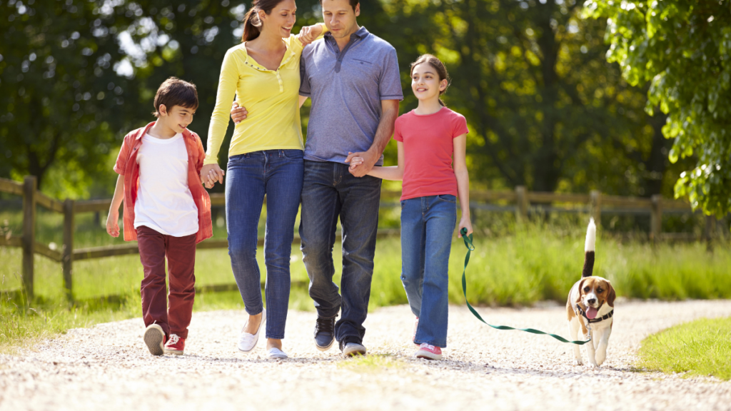 family walking