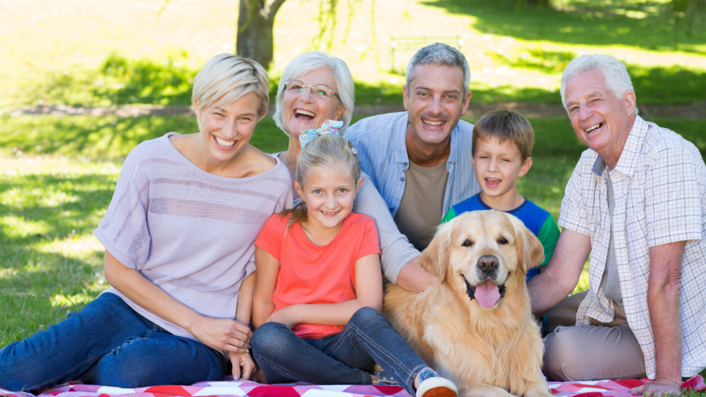 family with dog