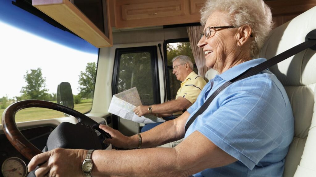 lady driving an rv 