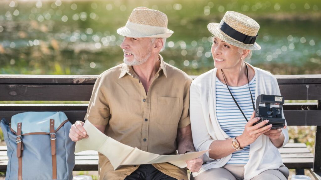 older couple sitting outside