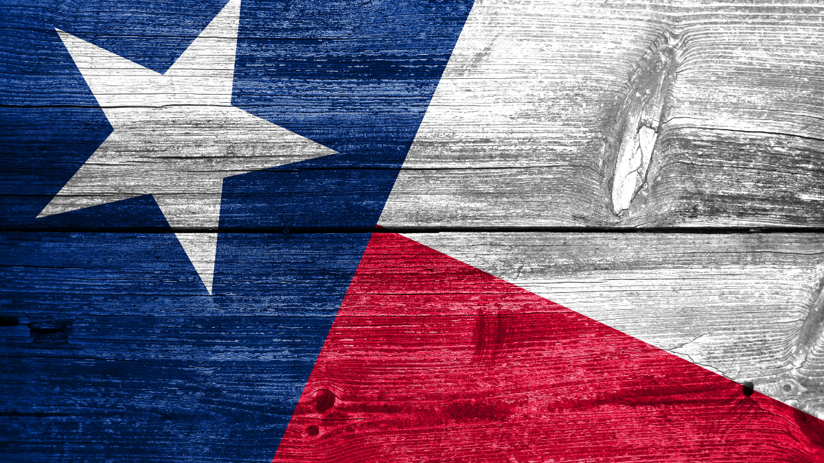 Texas flag on wood