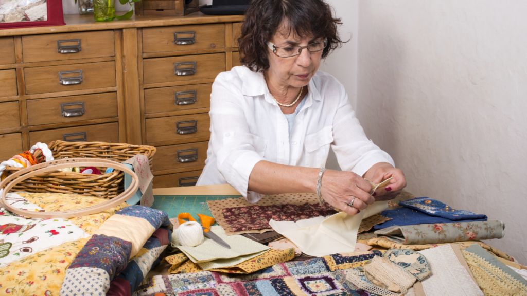 woman quilting