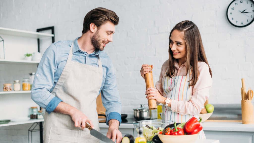 Couple Cooking Kitchen