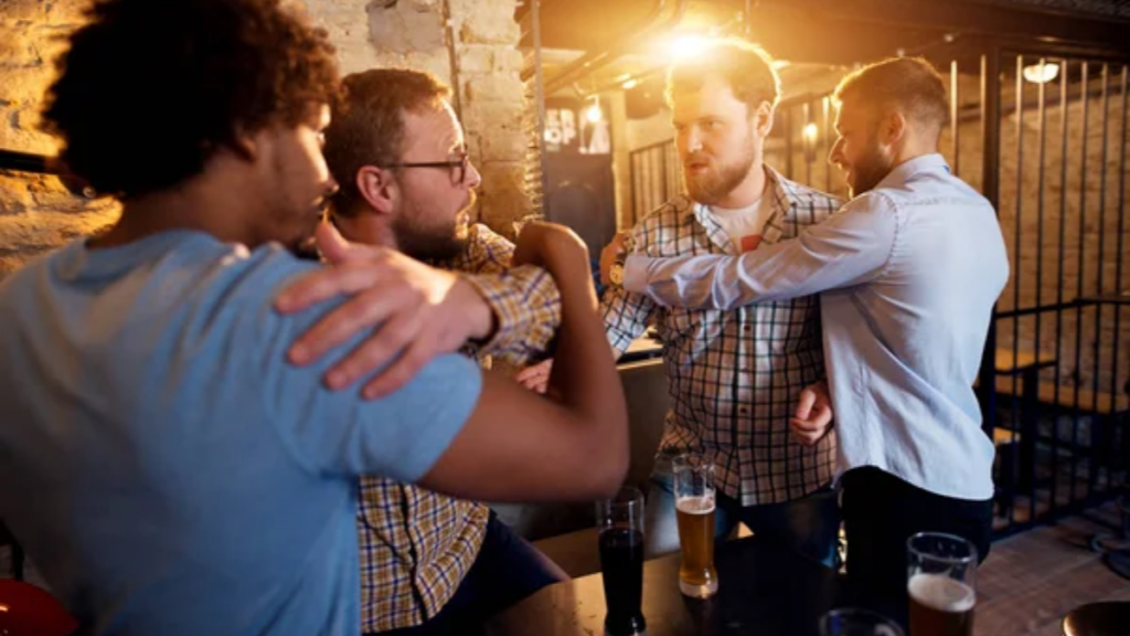 Men Fighting Bar