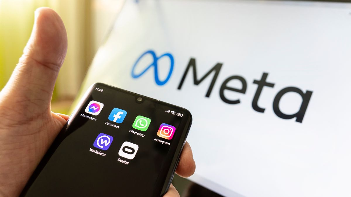 Meta sign and their apps on a phone