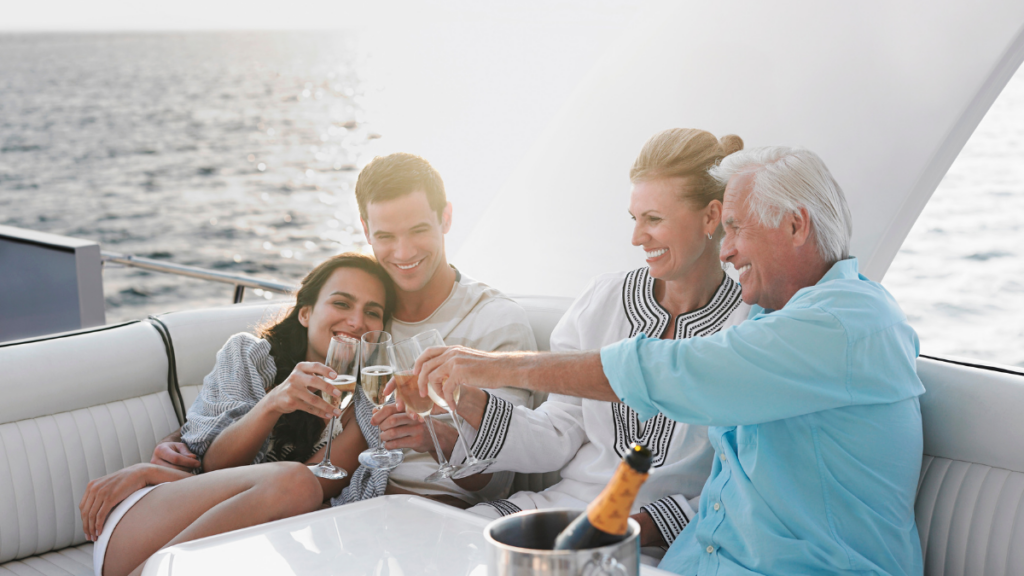 Wealthy Family Couple Boat