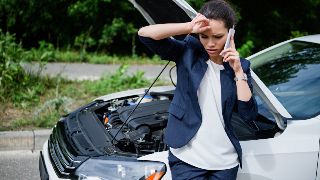 Woman Broken Down Car