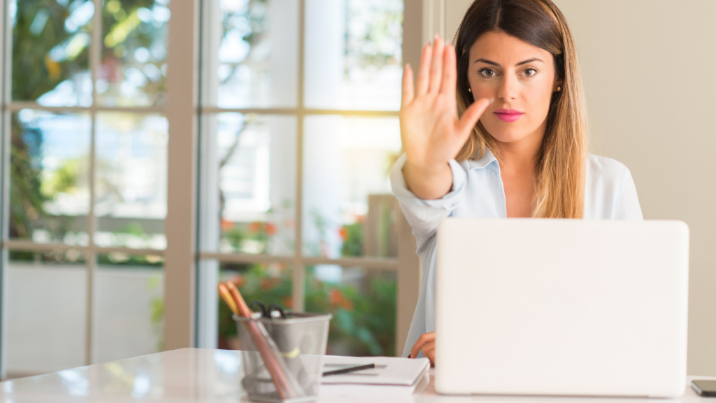 Woman Computer Hand Up