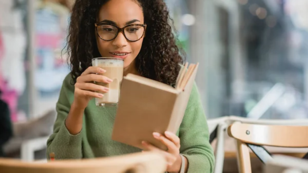 Woman Read Book Coffee