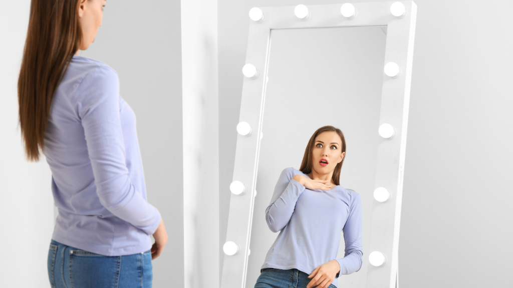 Woman Unhappy Mirror