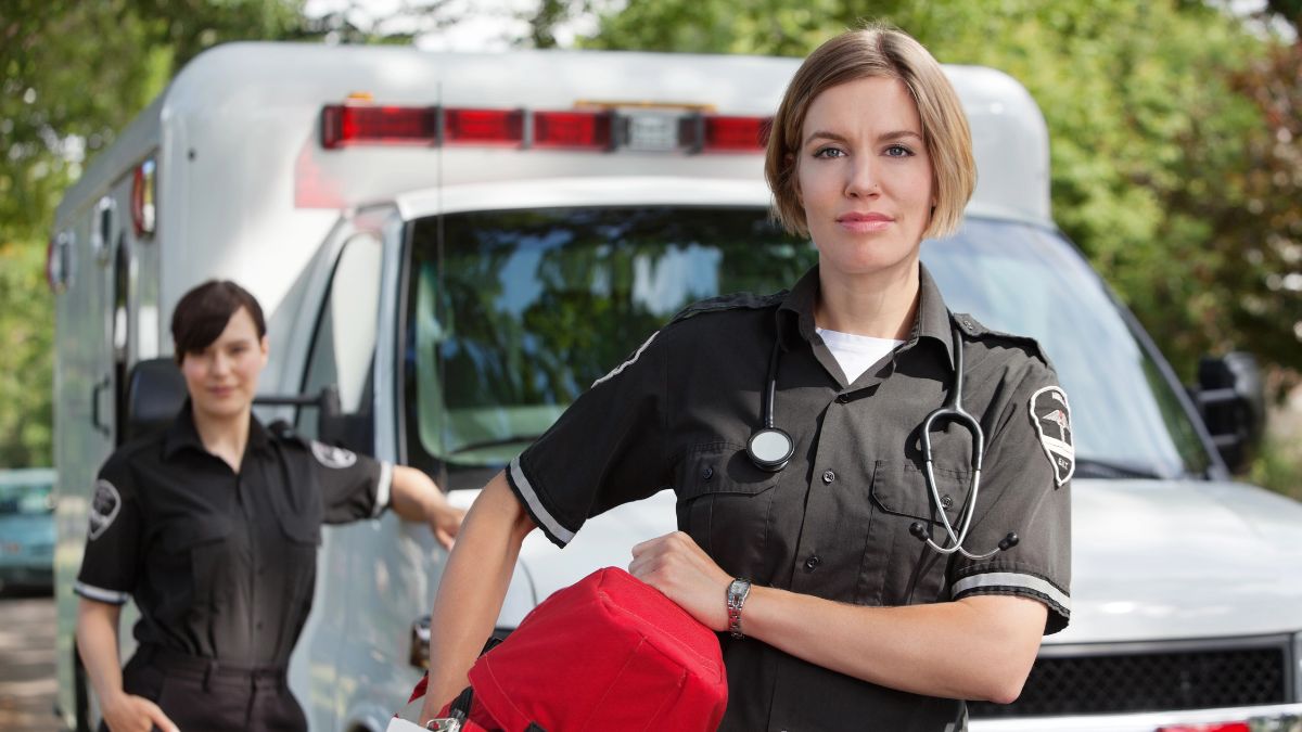 emt with ambulance