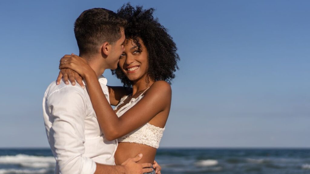 gen z couple on the beach