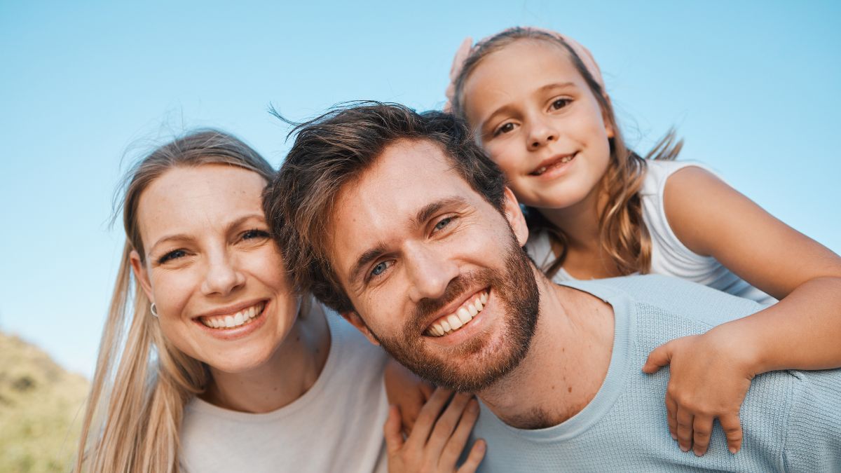 happy family outside together