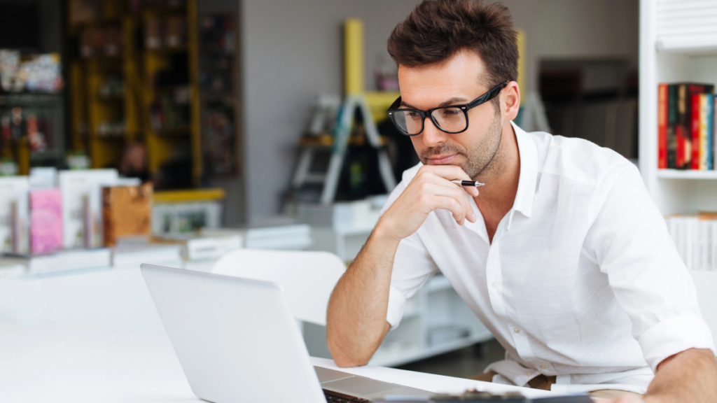 man on computer