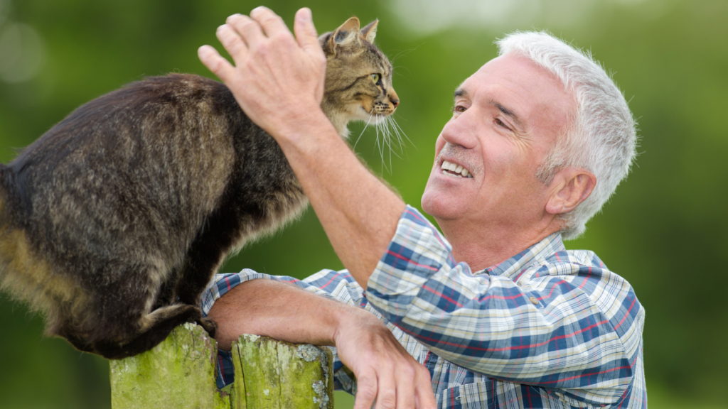 man with cat