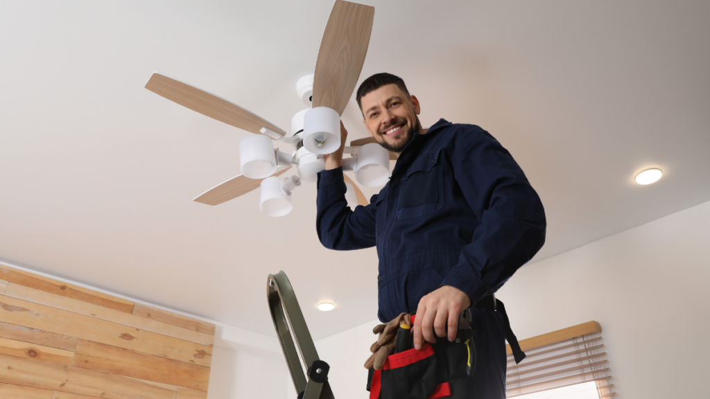 man working on fans