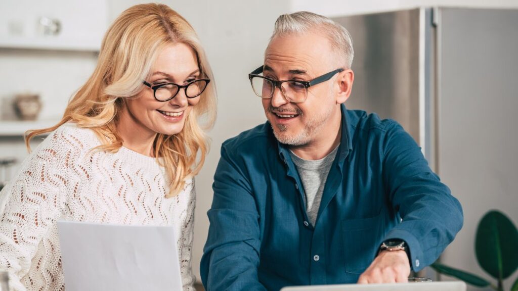 older couple doing bills