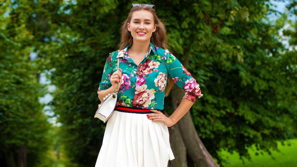 woman in a white skirt