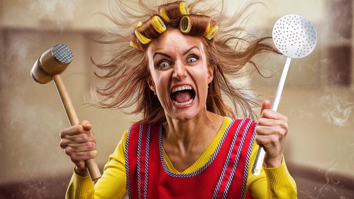 woman looking angry and crazed