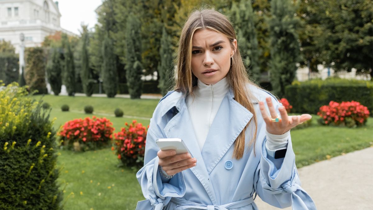 woman looking confused outside