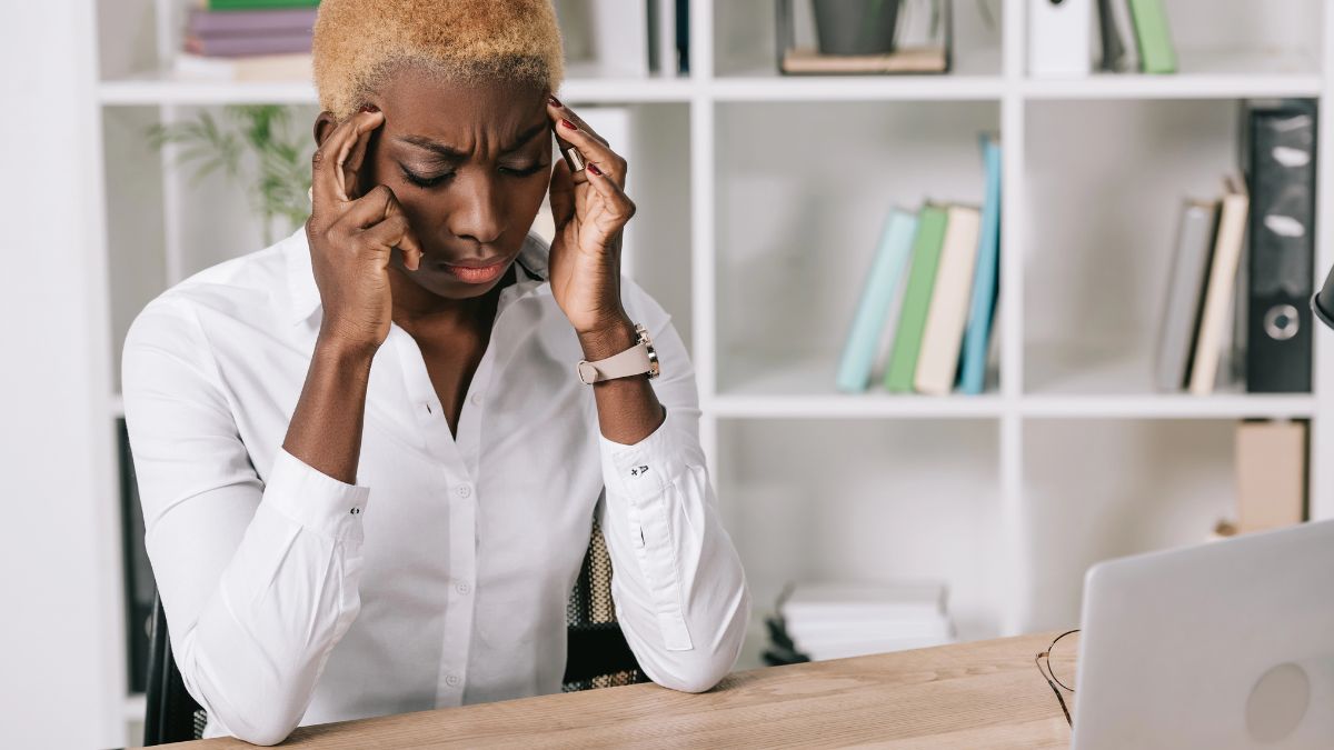 woman looking stressed