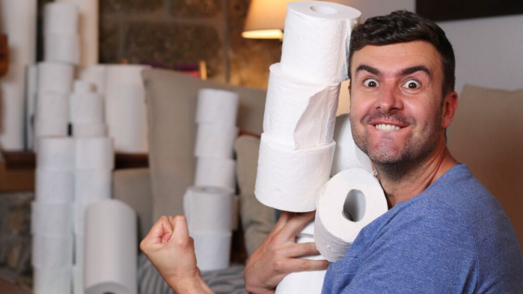 Man hoarding toilet paper