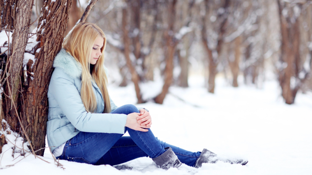 Woman Sad Snow