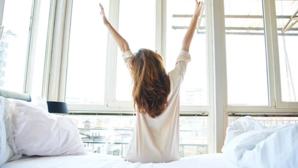 Woman Waking Up Sleep Bed