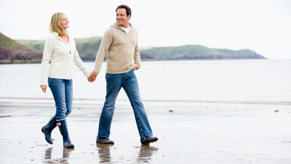 couple walking on the beach