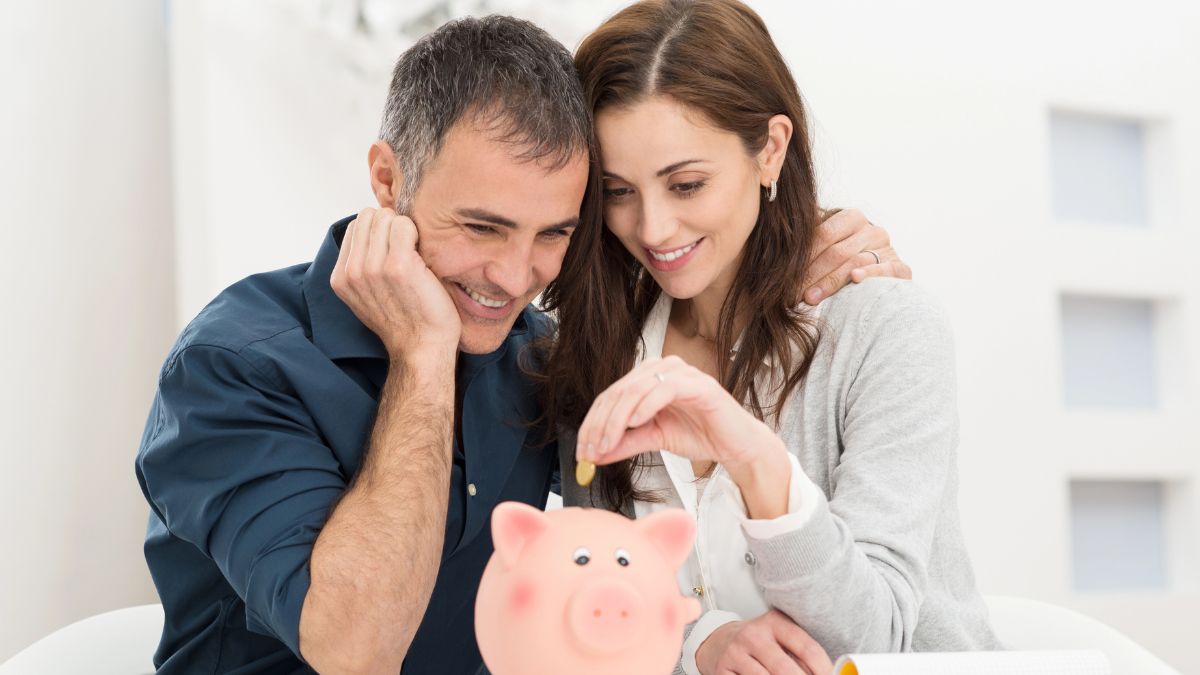 man and woman saving money