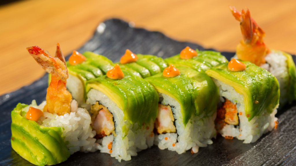 shrimp and avocado sushi