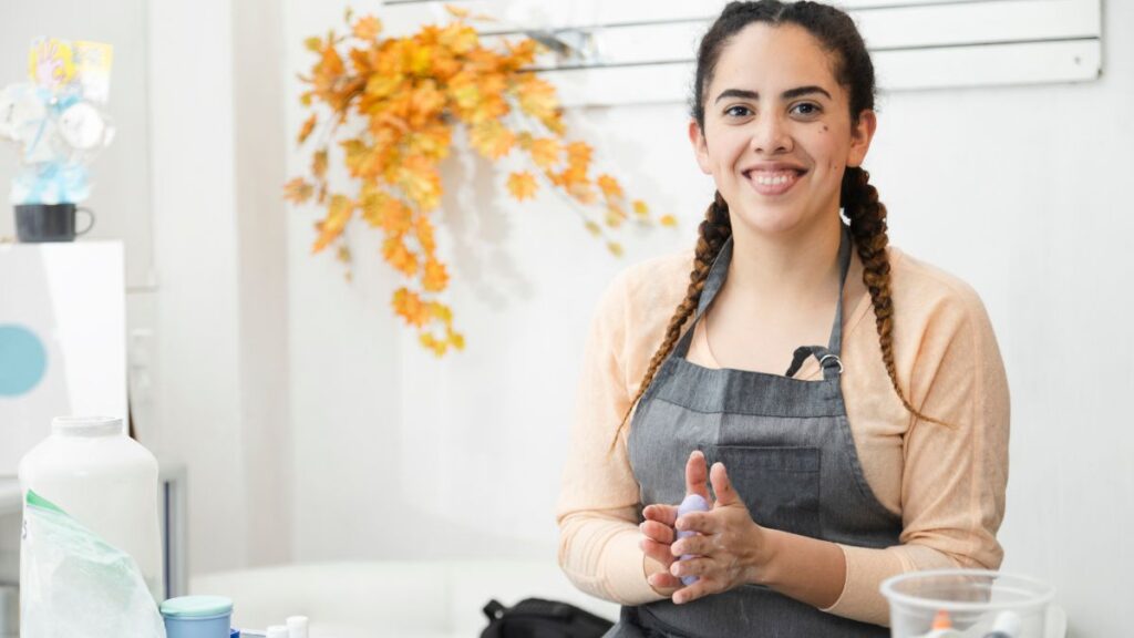 woman doing pottery