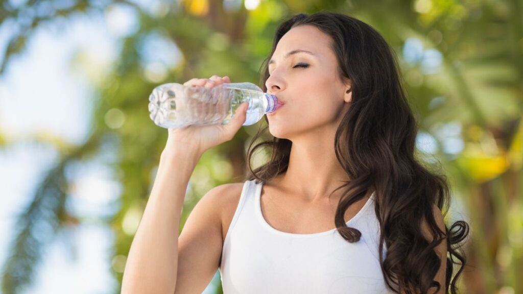 woman drinking water