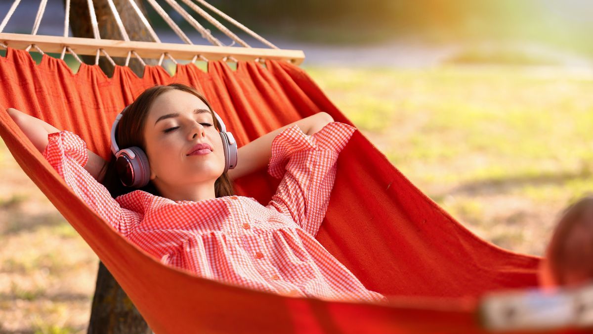 woman resting in a hammock