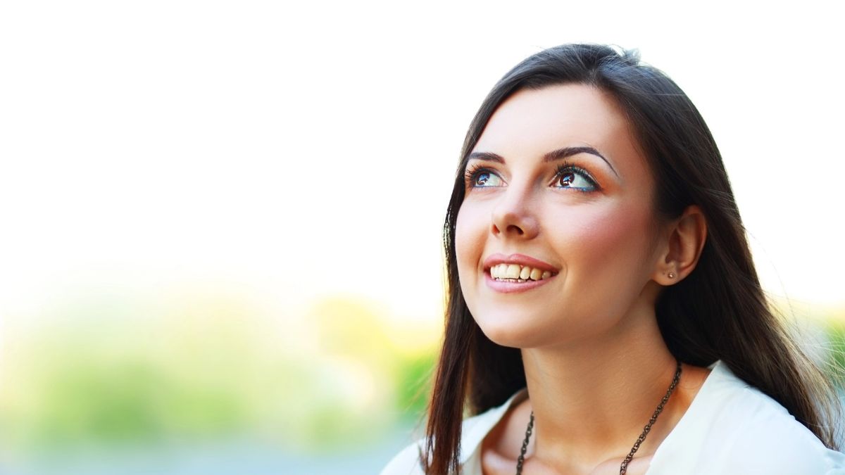 woman thinking and looking up