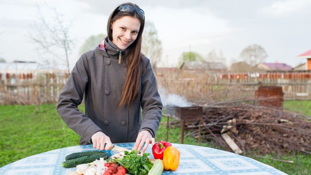 woman with fresh vegetables