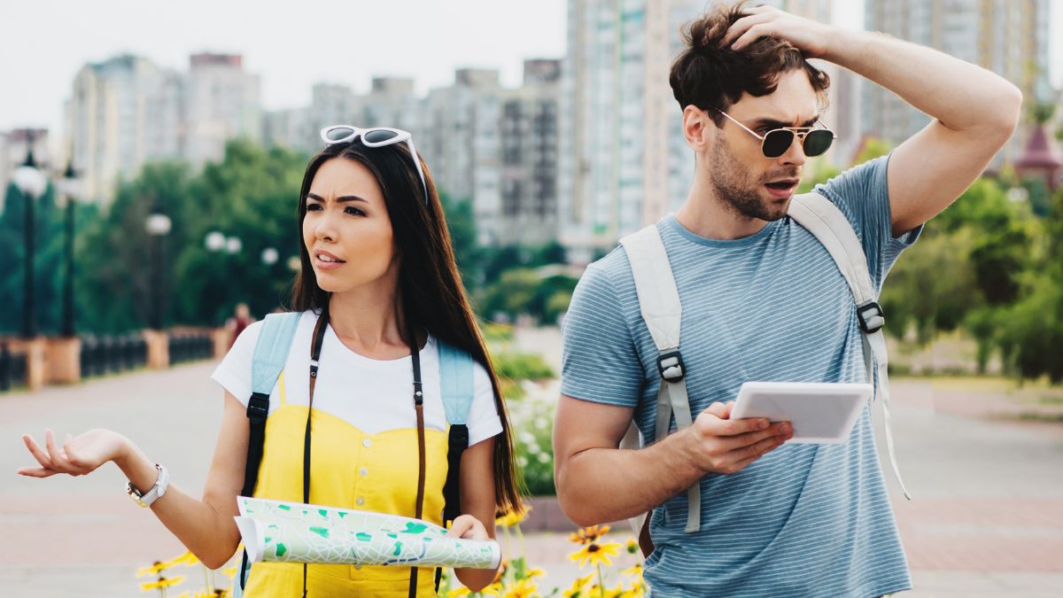 Traveling couple confused