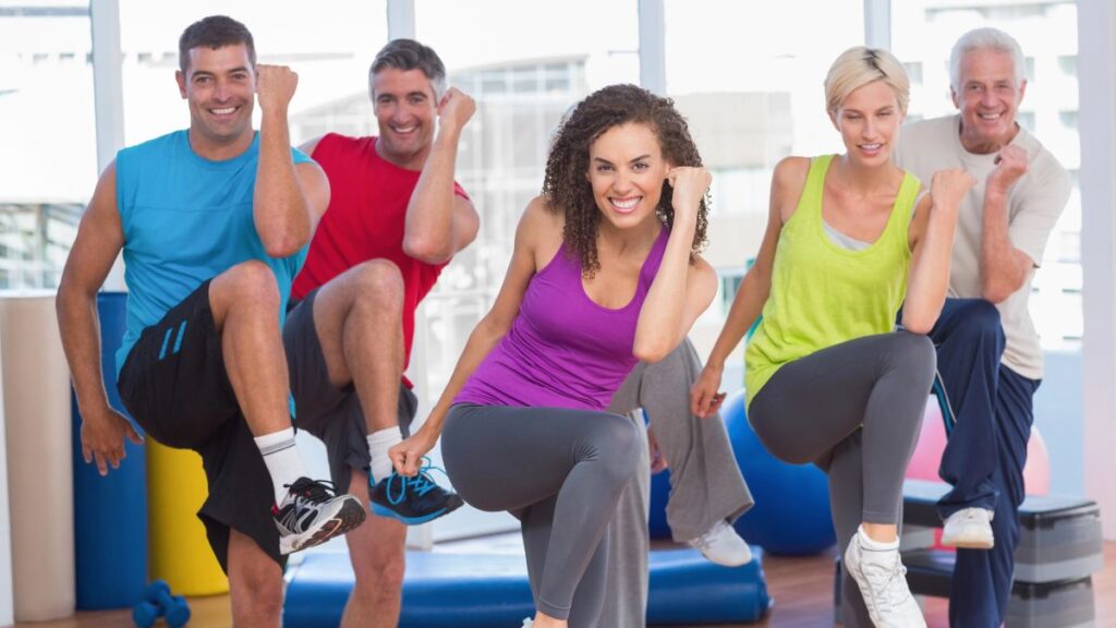 exercise class smiling