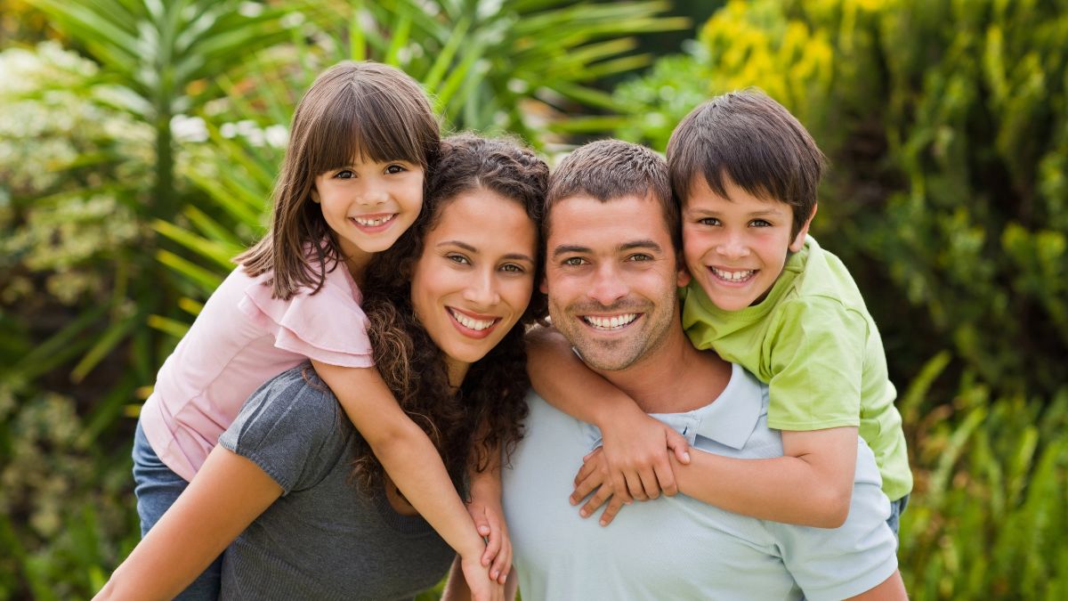 happy family outside