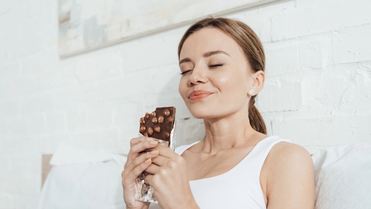 woman enjoying chocolate